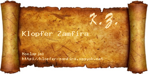 Klopfer Zamfira névjegykártya